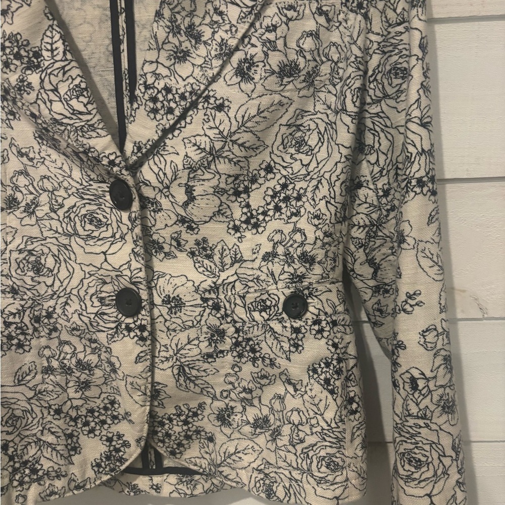 Banana Republic Sz Small Cottagecore Floral Blazer Linen/Cotton Jacket - Picture 10 of 13
